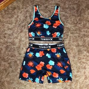 TomBoyX 2 Piece Floral Bathing Suit with bonus tank cover up